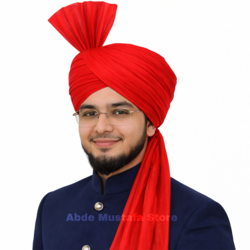 Red Azhari Imama Sharif Safa By Abde Mustafa Store (Colour Code #23)