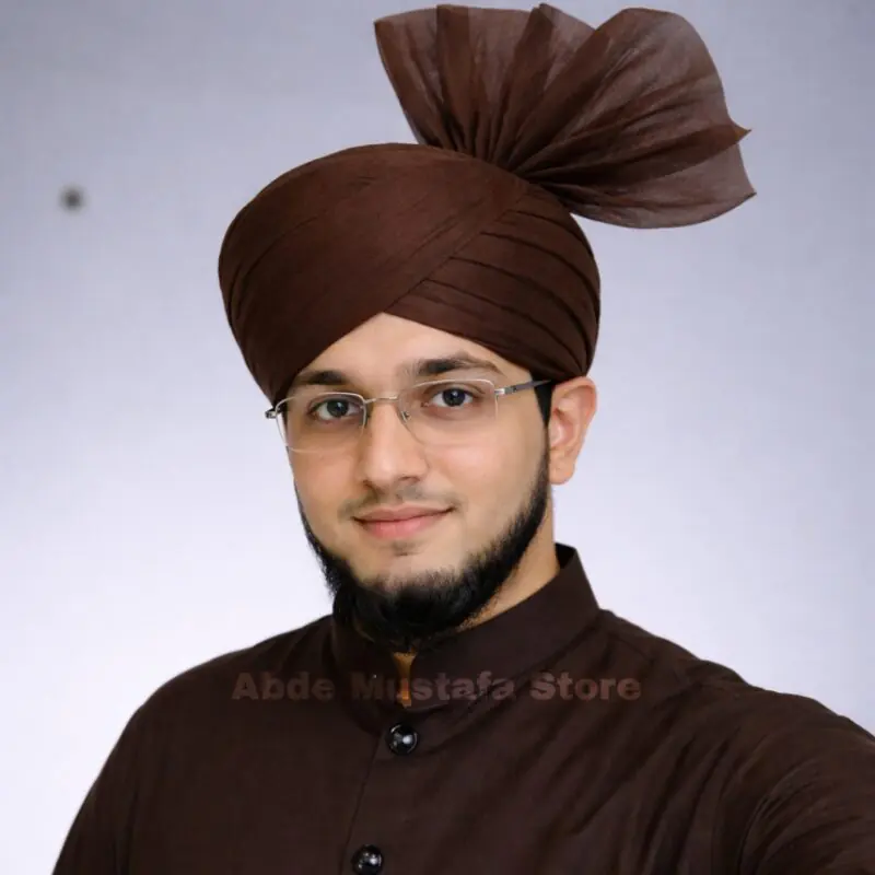 Brown Colour Azhari Imama Safa Elevate Style with Elegance By Abde Mustafa Store (Colour Code #57)