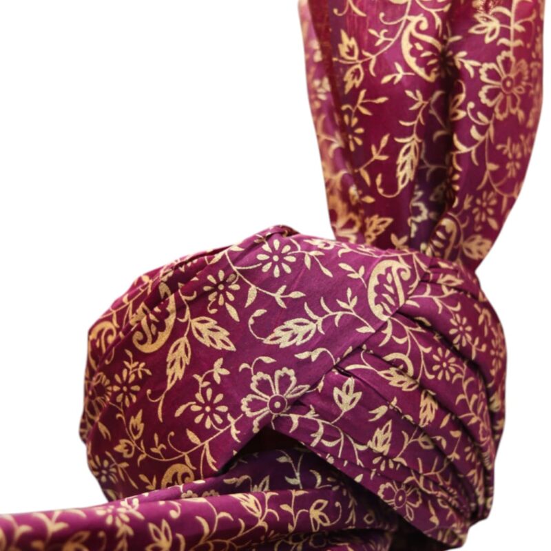 Regal Maroon & Gold Printed Imama