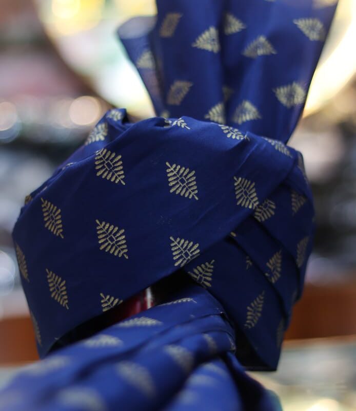 Royal Blue & Gold Motif Imama