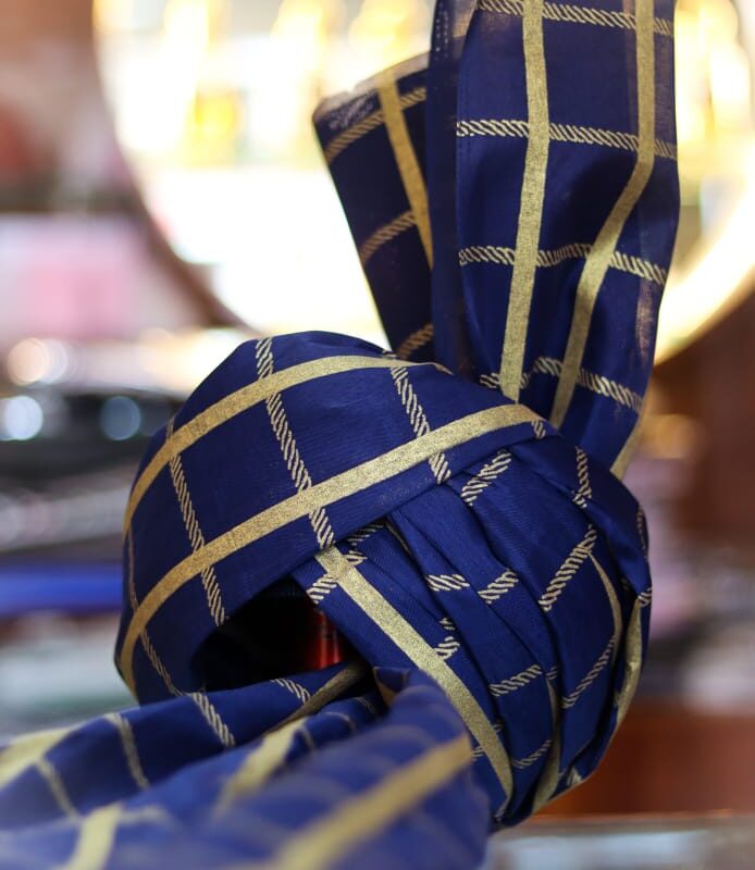 Royal Blue & Gold Checkered Imama Sharif