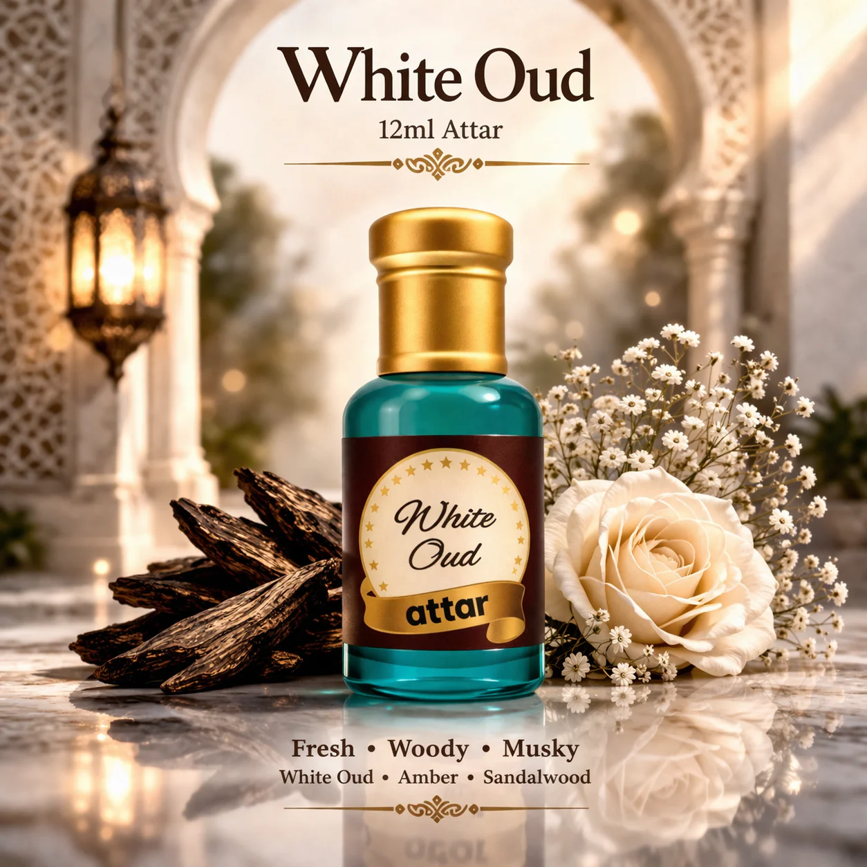 White Oud Attar Perfume 12ML Alcohol Free Long Lasting Fragrance