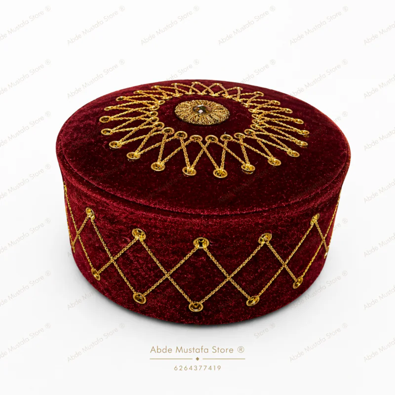 Maroon Velvet Kufi Cap