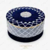Premium Royal Navy Blue Velvet Islamic Cap with Silver Stone Work for Men
