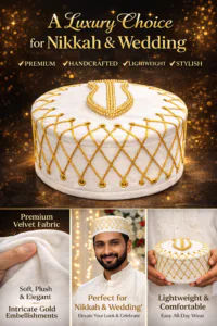 White Velvet Islamic Cap