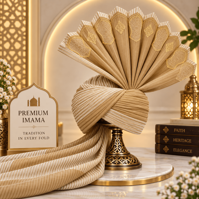 Golden Striped Embroidery Imama
