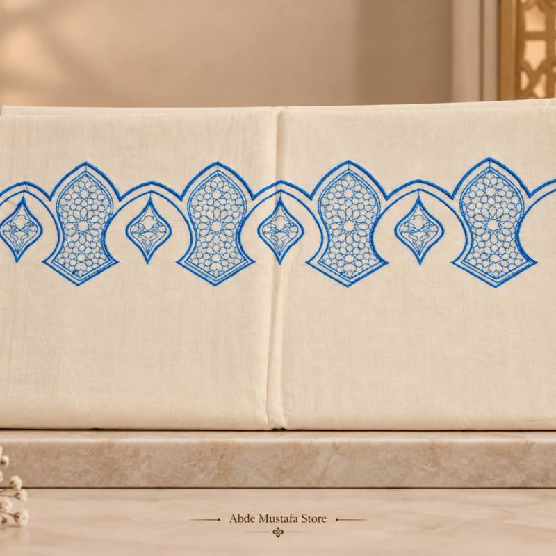 Premium Cream & Blue Embroidery Imama