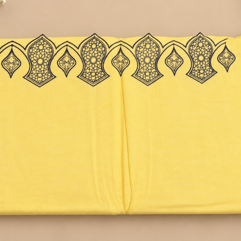 Premium Light Yellow & Black Embroidery Imama