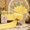 Premium Light Yellow & Black Embroidery Imama – 4 Meter