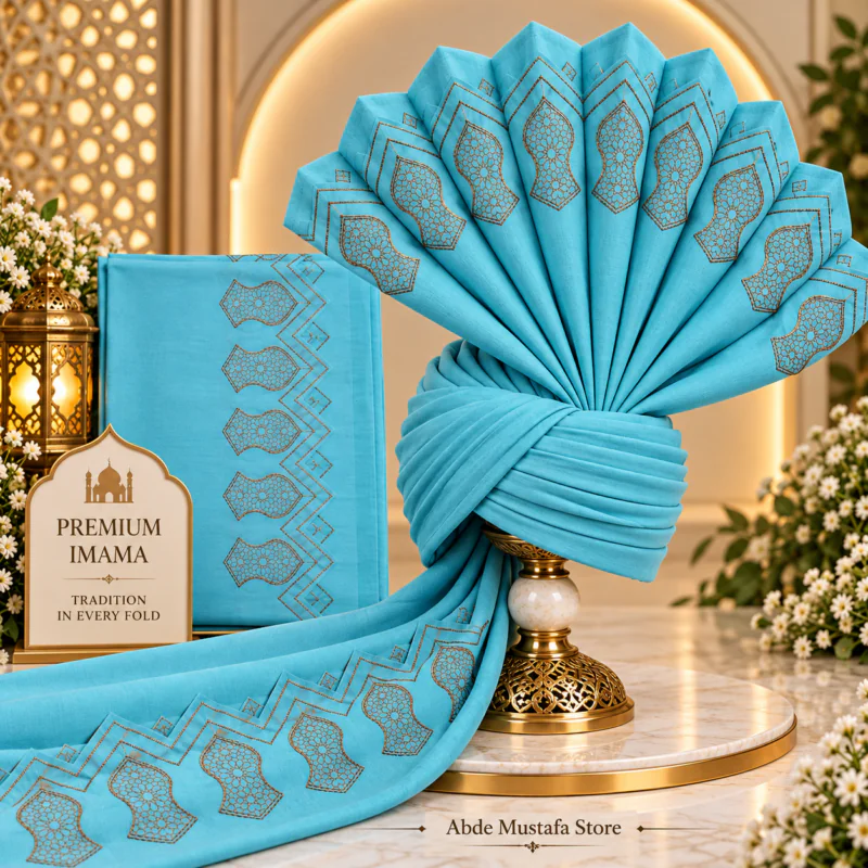 Sky Blue & Golden Embroidery Imama